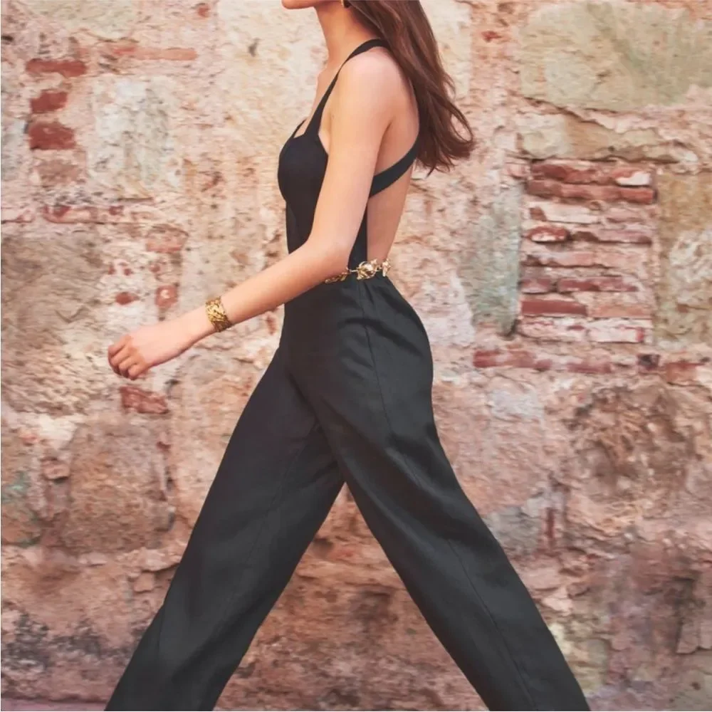 Reformation Autumn Linen Jumpsuit Black size 0